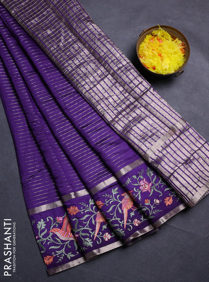 Violet Semi Chanderi - Embroidery