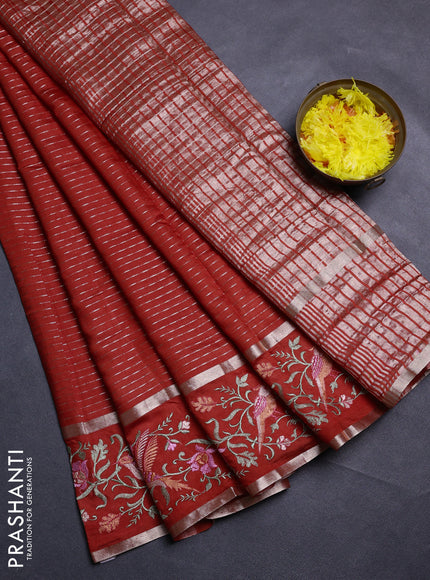 Orange Semi Chanderi - Embroidery