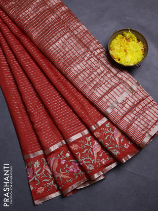 Orange Semi Chanderi - Embroidery