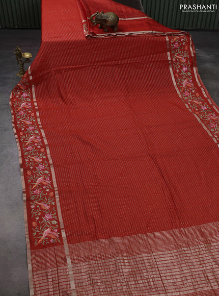 Orange Semi Chanderi - Embroidery