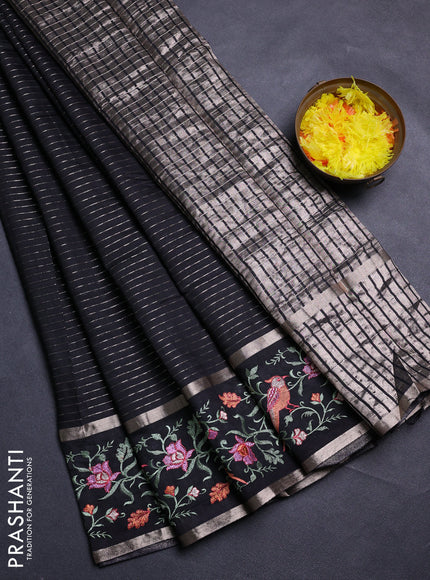 Black Semi Chanderi - Embroidery