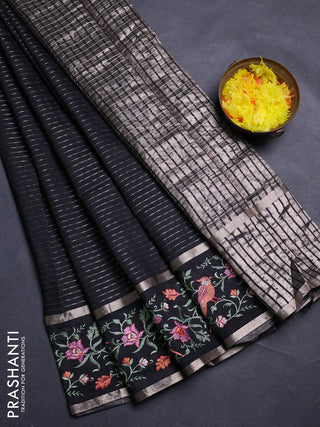 Black Semi Chanderi - Embroidery