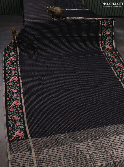 Black Semi Chanderi - Embroidery