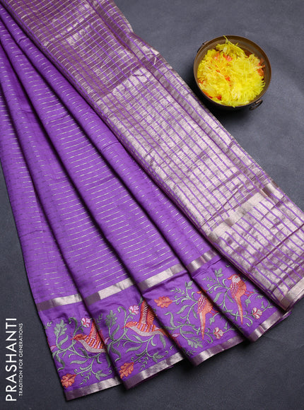 Lavender Semi Chanderi - Embroidery