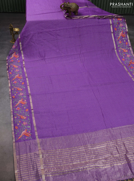 Lavender Semi Chanderi - Embroidery