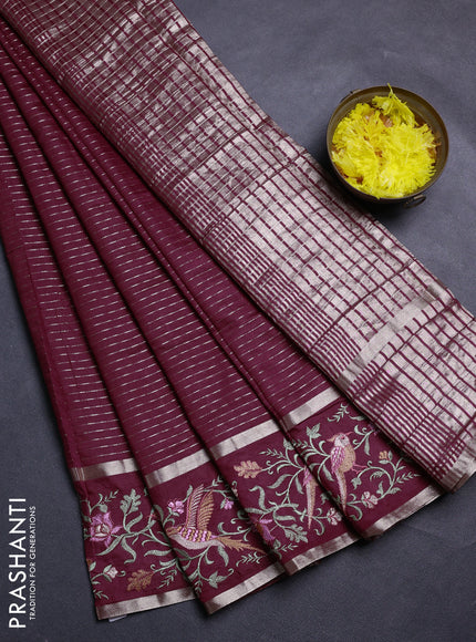 Maroon Semi Chanderi - Embroidery