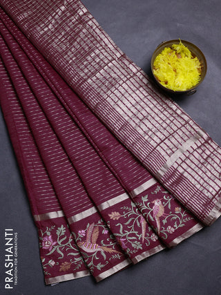 Maroon Semi Chanderi - Embroidery