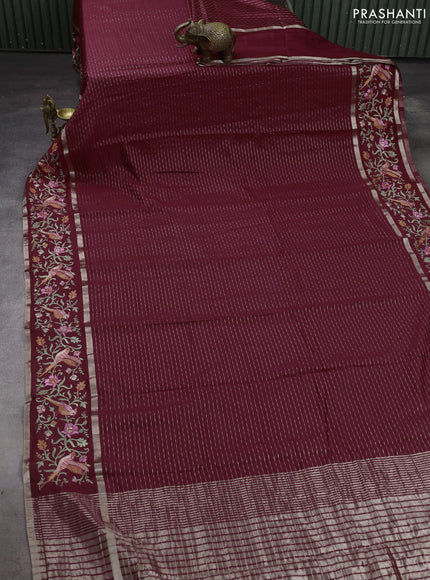 Maroon Semi Chanderi - Embroidery