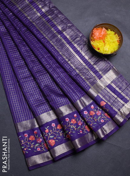 Violet Semi Chanderi - Embroidery