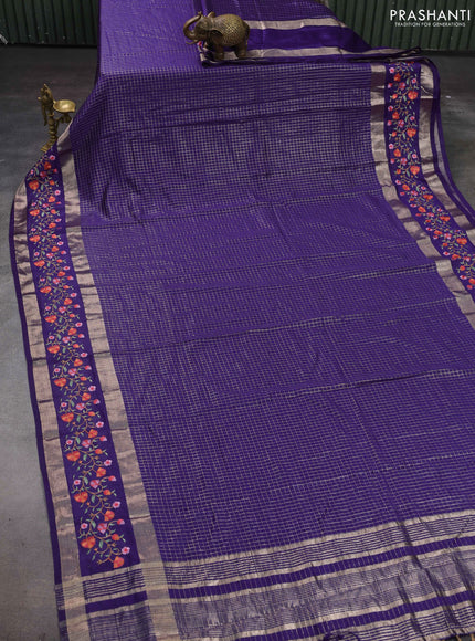 Violet Semi Chanderi - Embroidery