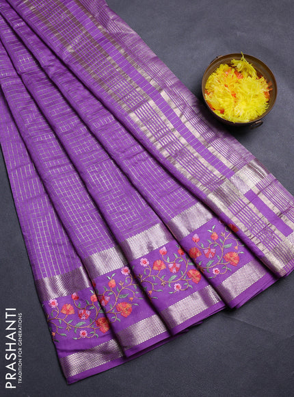 Lavender Semi Chanderi - Embroidery