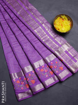 Lavender Semi Chanderi - Embroidery