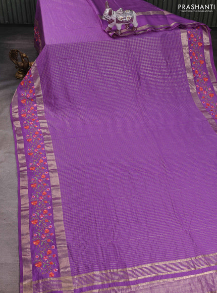 Lavender Semi Chanderi - Embroidery