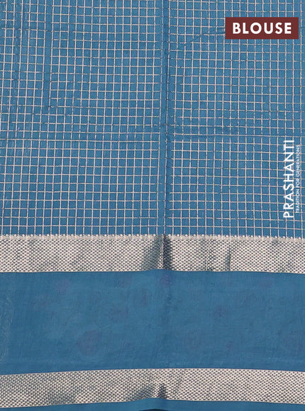 Blue Semi Chanderi - Embroidery