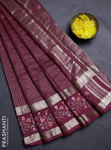 Maroon Semi Chanderi - Embroidery