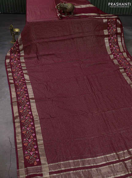 Maroon Semi Chanderi - Embroidery