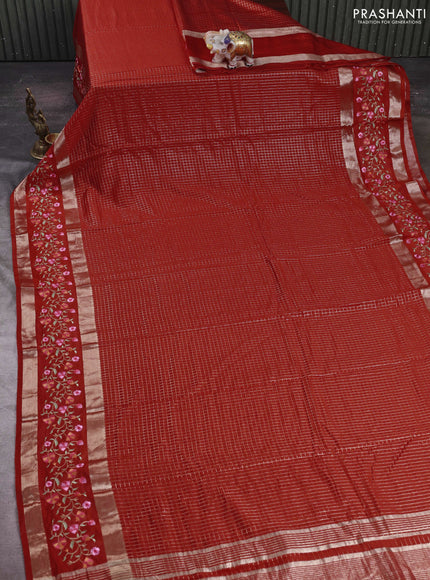 Orange Semi Chanderi - Embroidery