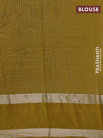 Mustard Green Semi Chanderi - Embroidery