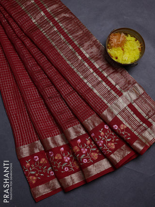 Red Semi Chanderi - Embroidery