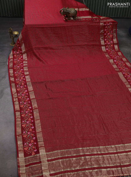 Red Semi Chanderi - Embroidery