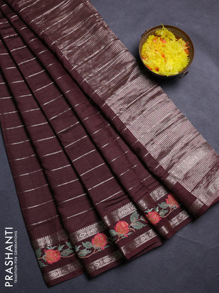 Coffee Brown Semi Chanderi - Embroidery