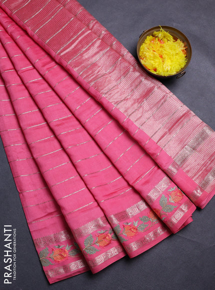 Peach Pink Semi Chanderi - Embroidery