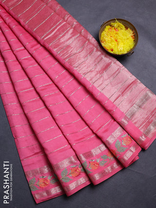 Peach Pink Semi Chanderi - Embroidery