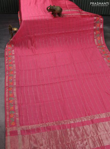 Peach Pink Semi Chanderi - Embroidery