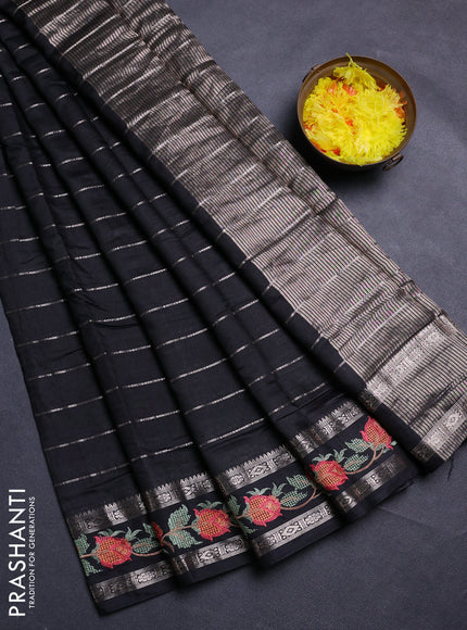 Black Semi Chanderi - Embroidery