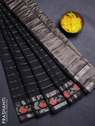 Black Semi Chanderi - Embroidery