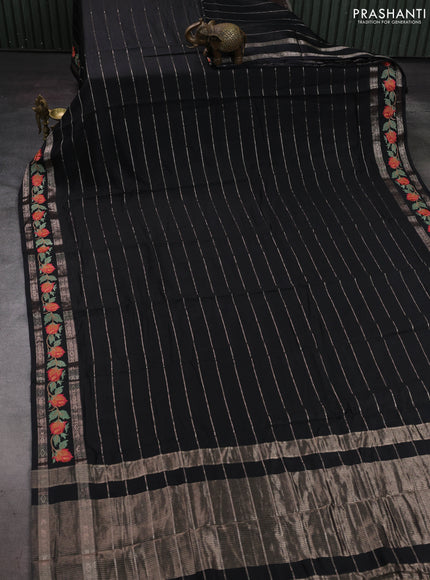 Black Semi Chanderi - Embroidery