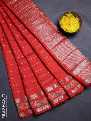Orange Semi Chanderi - Embroidery