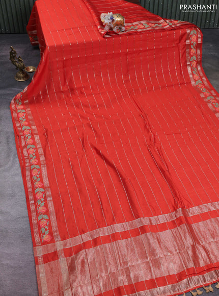 Orange Semi Chanderi - Embroidery