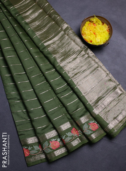 Sap Green Semi Chanderi - Embroidery