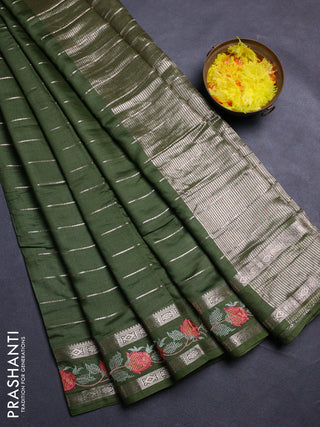 Sap Green Semi Chanderi - Embroidery
