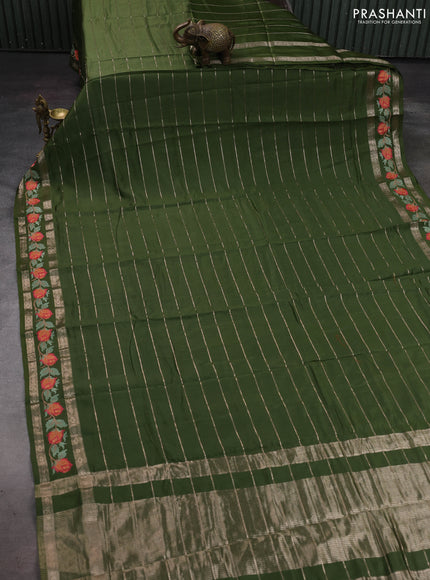 Sap Green Semi Chanderi - Embroidery