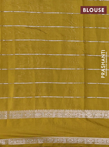 Mustard Green Semi Chanderi - Embroidery