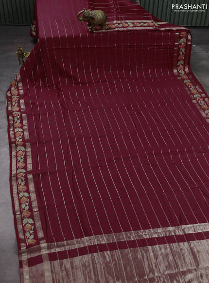 Maroon Semi Chanderi - Embroidery