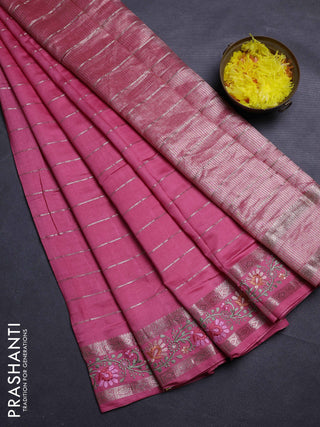 Peach Pink Semi Chanderi - Embroidery