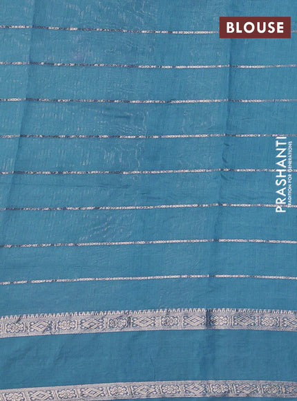 Cs Blue Semi Chanderi - Embroidery
