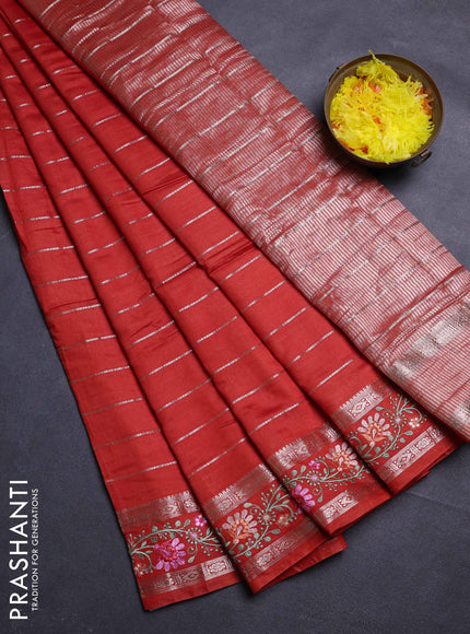Orange Semi Chanderi - Embroidery