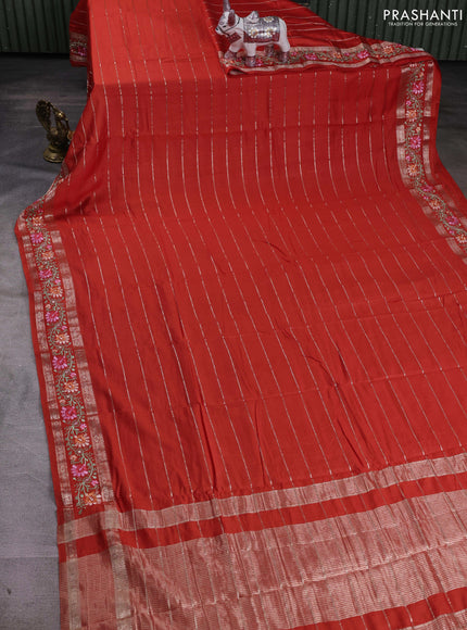 Orange Semi Chanderi - Embroidery