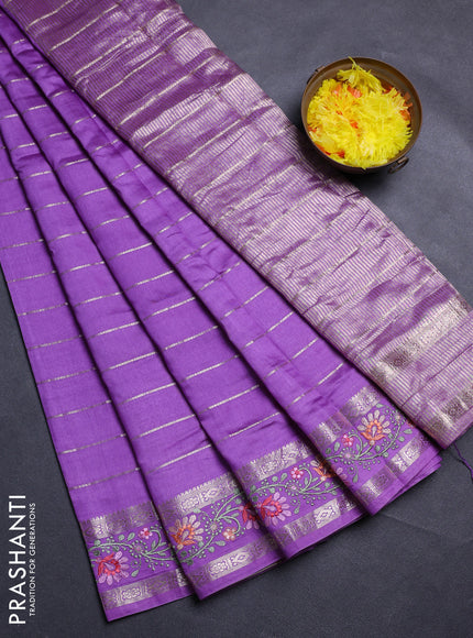 Lavender Semi Chanderi - Embroidery