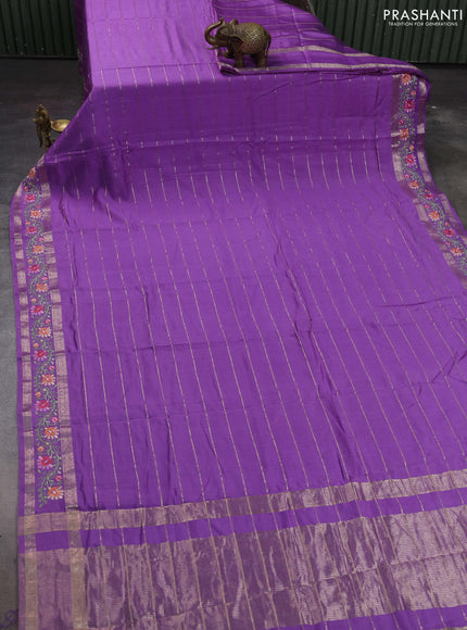 Lavender Semi Chanderi - Embroidery
