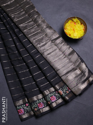 Black Semi Chanderi - Embroidery