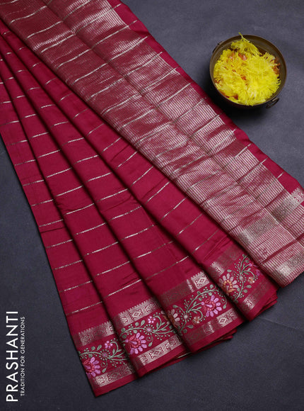 Red Semi Chanderi - Embroidery