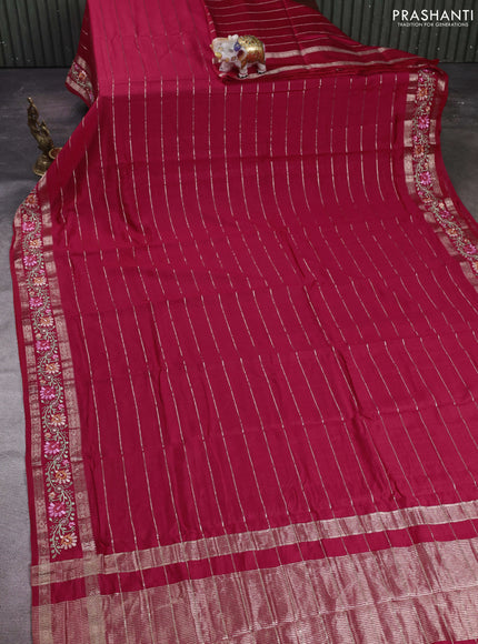 Red Semi Chanderi - Embroidery