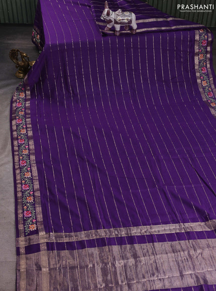 Violet Semi Chanderi - Embroidery