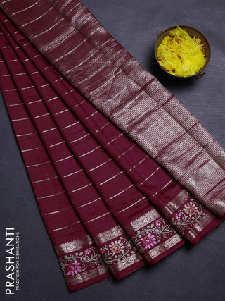 Maroon Semi Chanderi - Embroidery