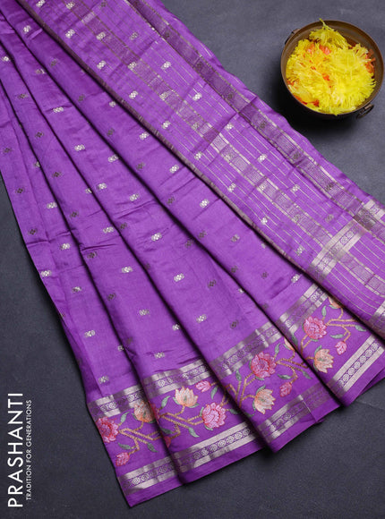 Lavender Semi Chanderi - Embroidery